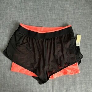 Ambiance Black and Neon Pink Athletic Shorts